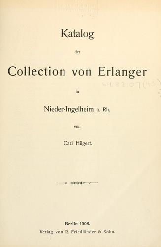 Cover for Katalog der Collection von Erlanger in Nieder-Ingelheim a. Rh.
