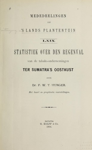 Cover for Statistiek over den regenval van de tabaks-ondernemingen ter Sumatras oostkust