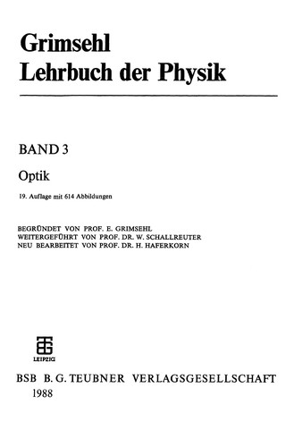 Cover for Grimsehl Lehrbuch der Physik