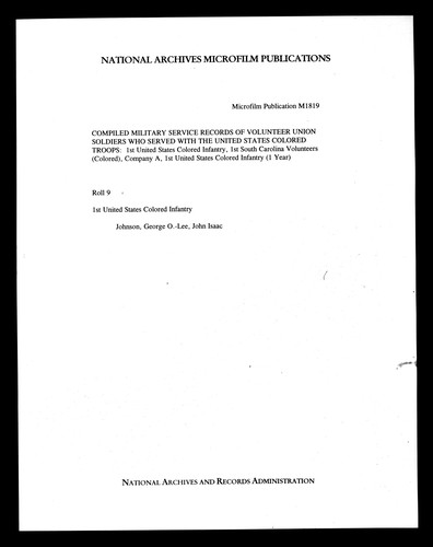 Cover for Index to Compiled Service Records, U.S. Colored Troops