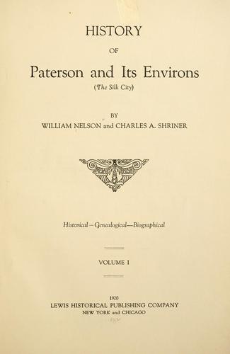 Cover for History of Paterson and its environs (the silk city)