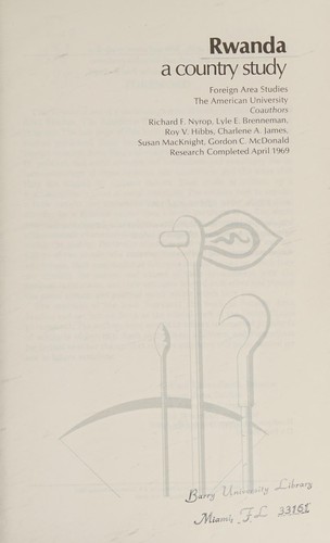 Cover for Area handbook for Rwanda.