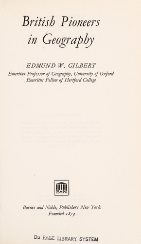 Cover for British pioneers in geography