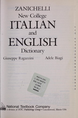 Cover for Zanichelli New College Italian and English Dictionary