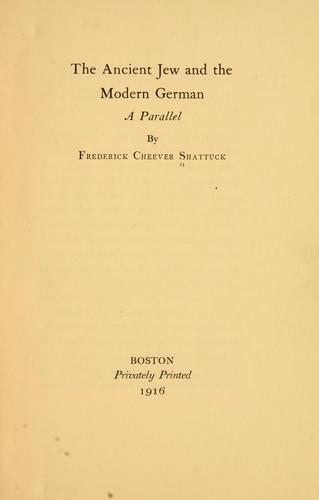 Cover for The ancient Jew and the modern German