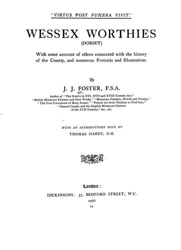 Cover for Wessex worthies (Dorset)