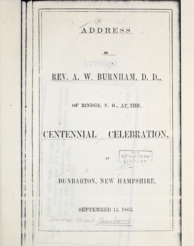 Cover for Address by Rev. A.W. Burnham
