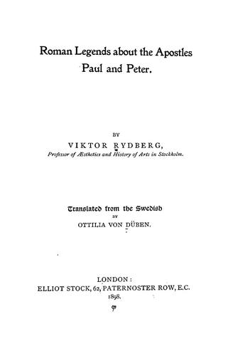 Cover for Roman legends about the apostles Paul and Peter