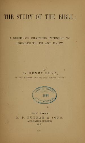 Cover for The study of the Bible ...