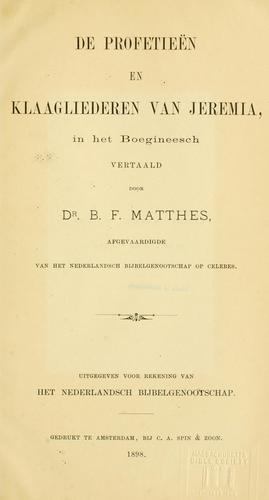 Cover for De Profetieën en klaagliederen van Jeremia, in het Boegineesch