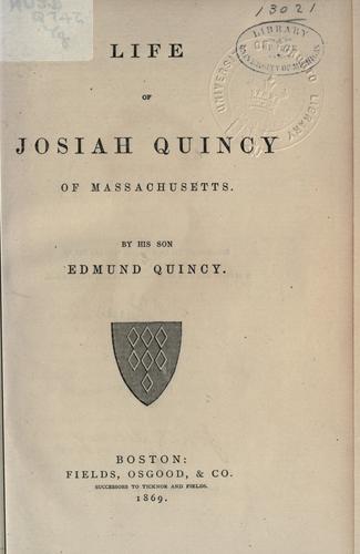 Cover for Life of Josiah Quincy of Massachusetts.