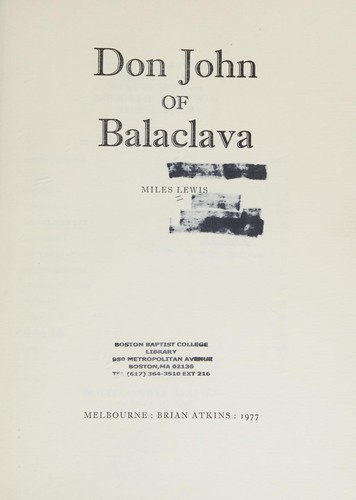 Cover for Don John of Balaclava
