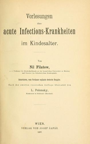 Cover for Vorlesungen über acute Infections-Krankheiten im Kindesalter