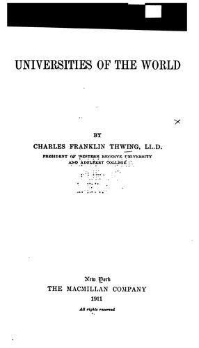 Cover for Universities of the world
