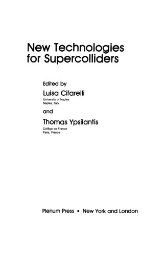 Cover for New Technologies for Supercolliders
