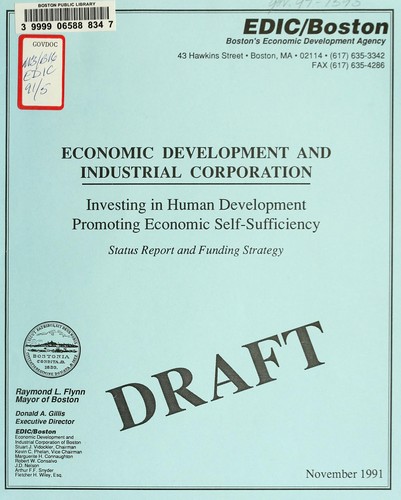 Cover for Investing in human development; promoting economic self-sufficiency: status report and funding strategy. (draft)