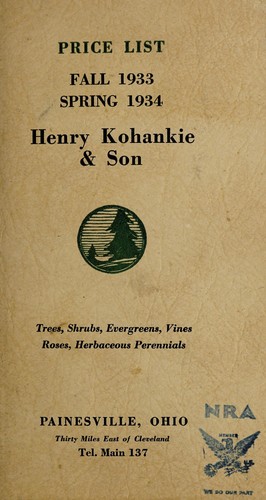 Cover for Price list, fall 1933 - spring 1934