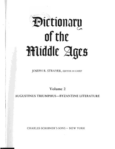 Cover for Dictionary of the Middle Ages