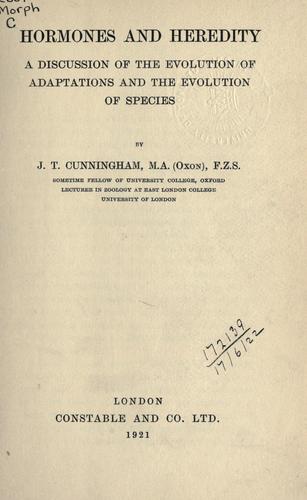 Cover for Hormones and heredity