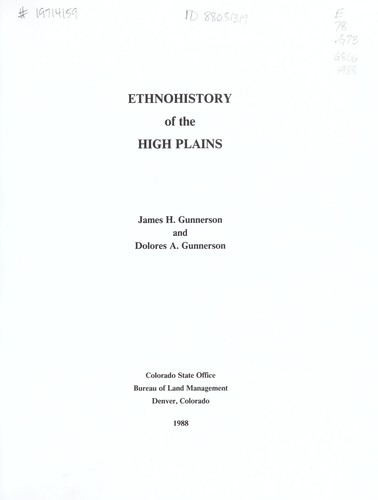 Cover for Ethnohistory of the High Plains
