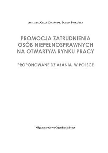 Cover for Promocja zatrudnienia osób niepelnosprawnych na otwartym rynku pracy