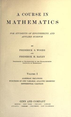 Cover for A course in mathematics