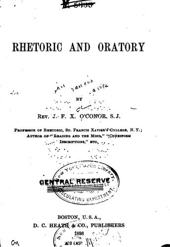 Cover for Rhetoric and oratory