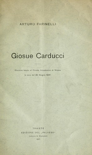 Cover for Giosue Carducci