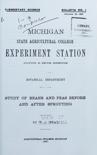 Cover for Study of Beans and Peas Before and After Sprouting (Classic Reprint)