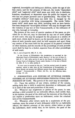 Cover for compilation of the laws relating to juvenile courts and dependent, neglected, incorrigible and delinquent children.