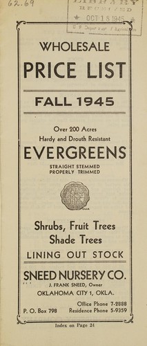 Cover for Wholesale price list, fall 1945