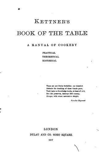 Cover for Kettner's book of the table