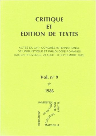 Cover for Critique et édition de textes