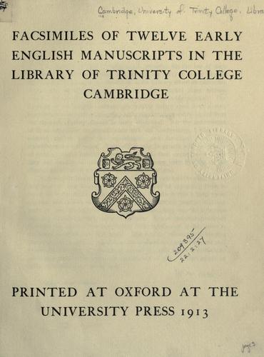 Cover for Facsimiles of twelve early English MSS., in the library of the Trinity College, Cambridge.