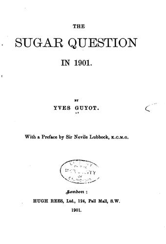 Cover for The sugar question in 1901