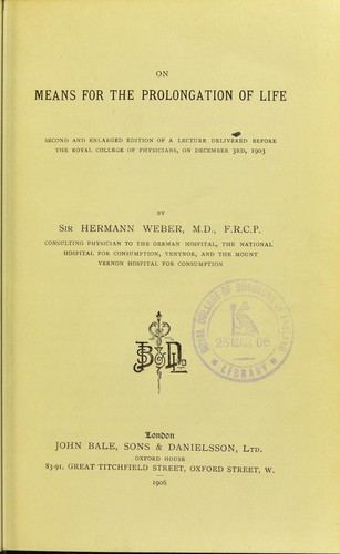 Cover for On means for the prolongation of life