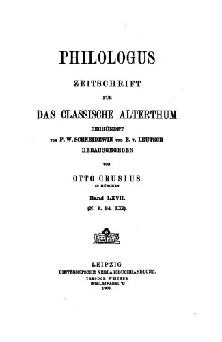 Cover for Philologus