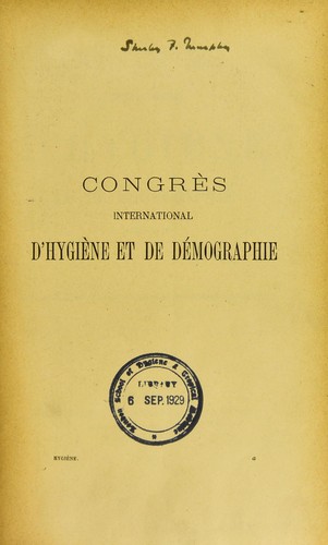 Cover for Congr©·s international d'hygi©·ne et de d©♭mographie a Paris en 1889