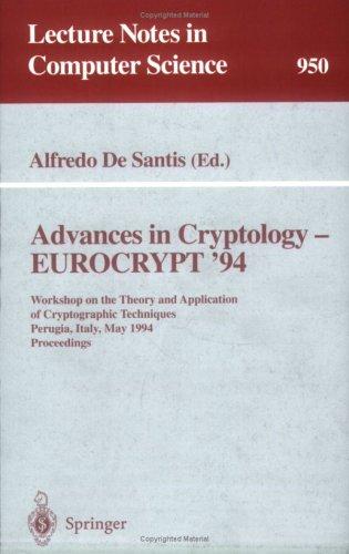 Cover for Advances in Cryptology - EUROCRYPT '94