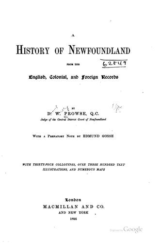 Cover for history of Newfoundland from the English, colonial, and foreign records