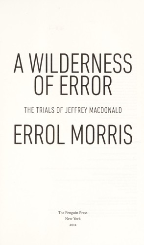 Cover for A wilderness of error