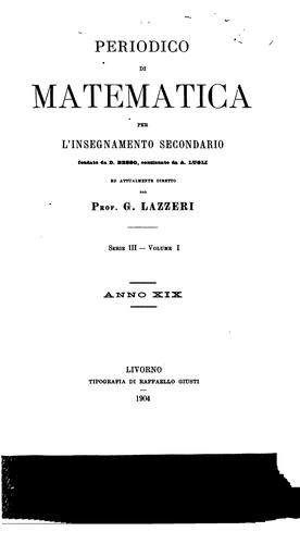 Cover for Periodico di matematica per l'insegnamento secondario