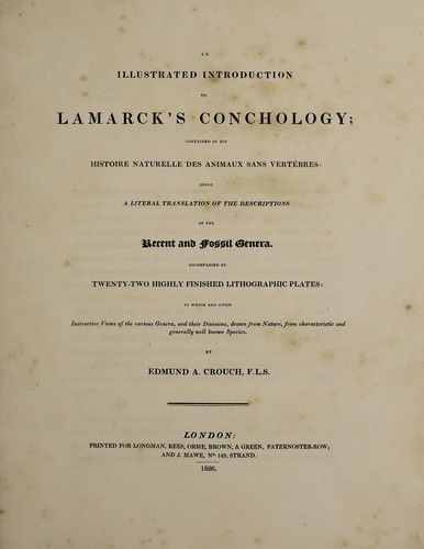 Cover for An illustrated introduction to Lamarck's conchology; contained in his Histoire naturelle des animaux sans vertèbres: being a literal translation of the descriptions of the recent and fossil genera
