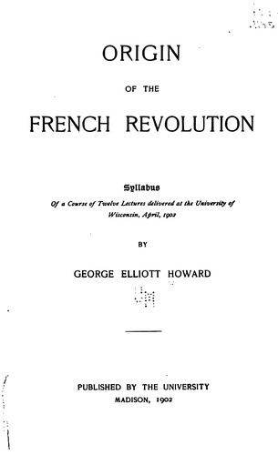 Cover for Origin of the French revolution