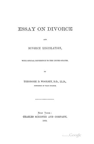 Cover for Essay on Divorce and Divorce Legislation