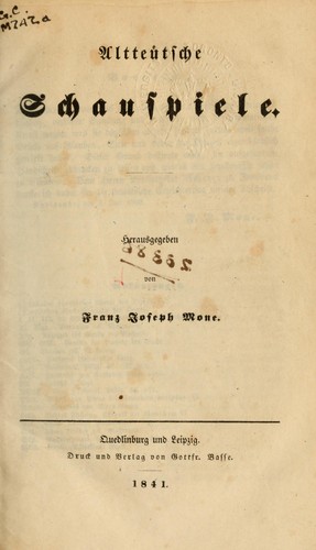 Cover for Altteutsche Schauspiele