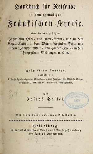 Cover for Handbuch für reisende in dem ehemaligen fränkischen kreise, oder in dem jetzigen bayerischen Ober- und UnterMain- und in dem Rezat-kreis