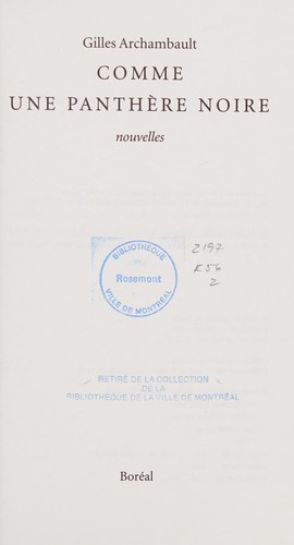 Cover for Comme une panthère noire