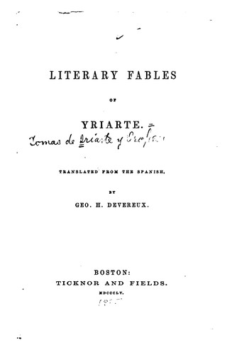 Cover for Literary fables of Yriarte.