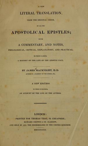 Cover for A new literal translation from the original Greek of all the apostolical epistles